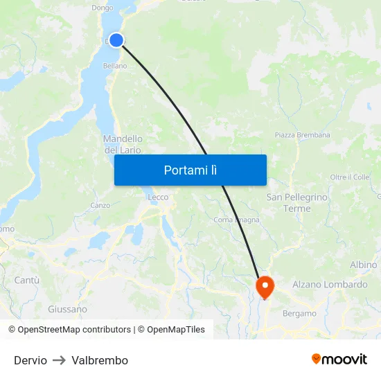 Dervio to Valbrembo map