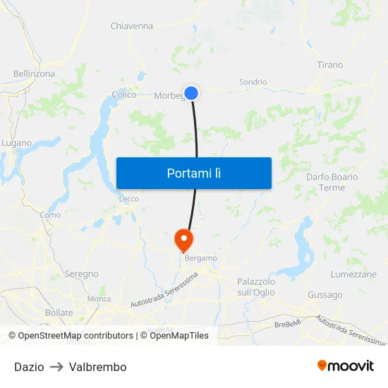 Dazio to Valbrembo map