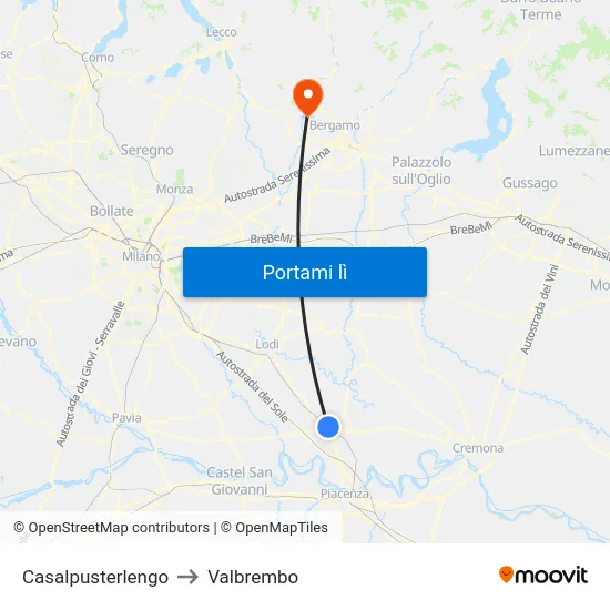 Casalpusterlengo to Valbrembo map