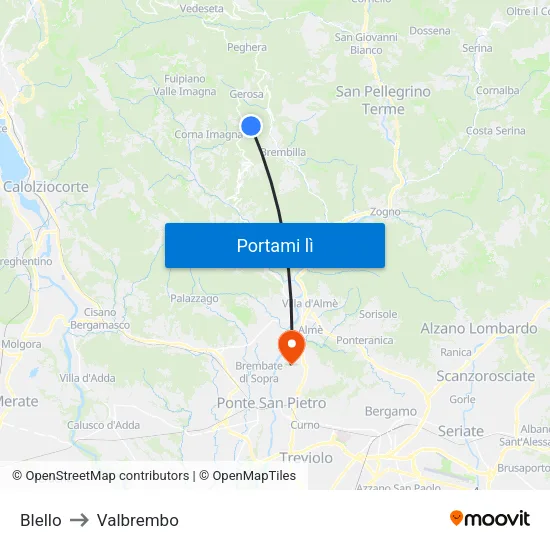 Blello to Valbrembo map