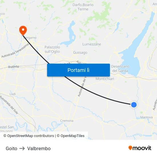 Goito to Valbrembo map