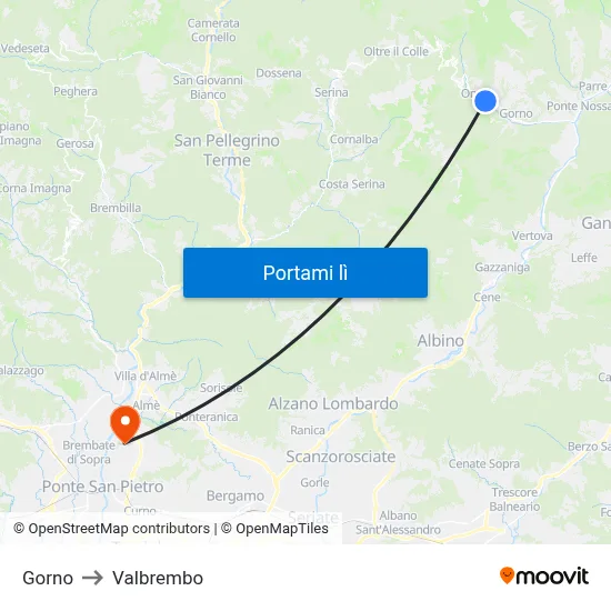 Gorno to Valbrembo map