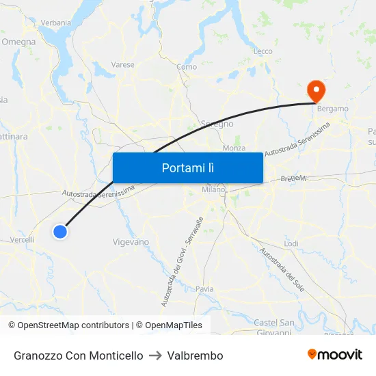 Granozzo Con Monticello to Valbrembo map