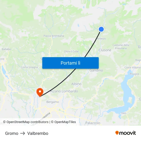 Gromo to Valbrembo map