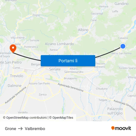 Grone to Valbrembo map