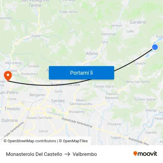 Monasterolo Del Castello to Valbrembo map