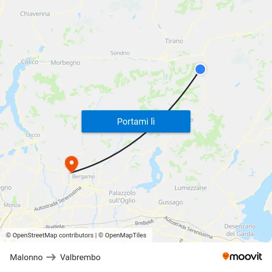 Malonno to Valbrembo map