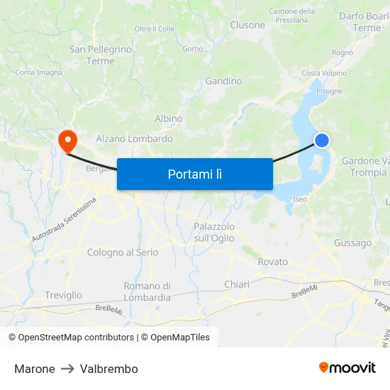 Marone to Valbrembo map