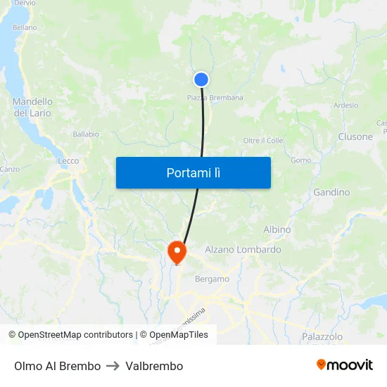 Olmo Al Brembo to Valbrembo map
