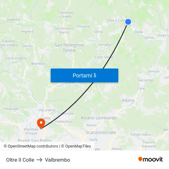 Oltre Il Colle to Valbrembo map