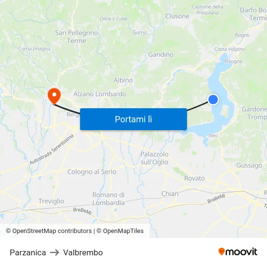 Parzanica to Valbrembo map