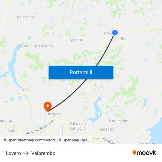 Lovero to Valbrembo map
