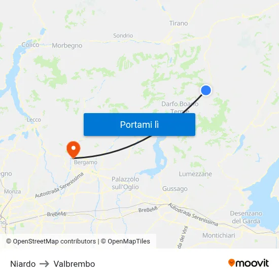 Niardo to Valbrembo map