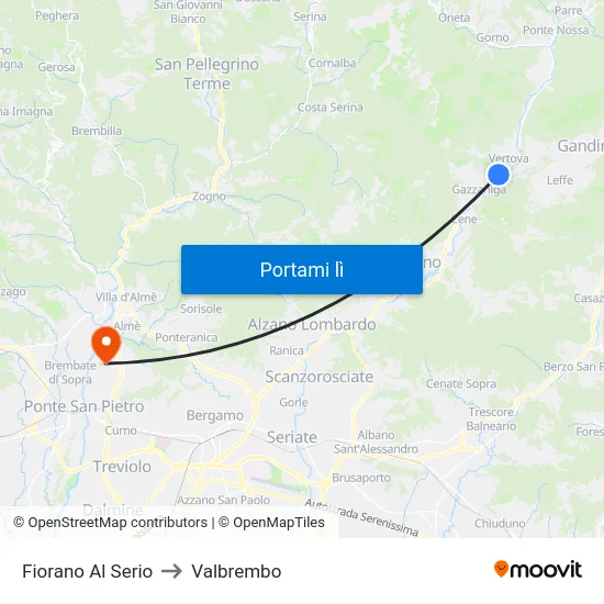 Fiorano Al Serio to Valbrembo map