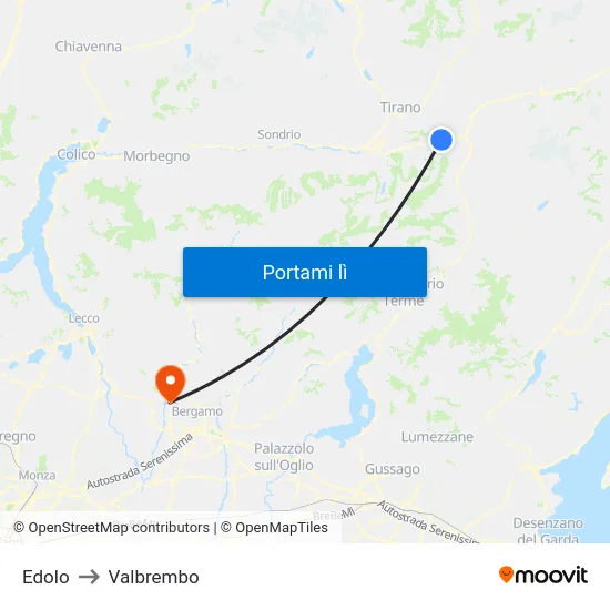 Edolo to Valbrembo map