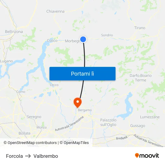 Forcola to Valbrembo map