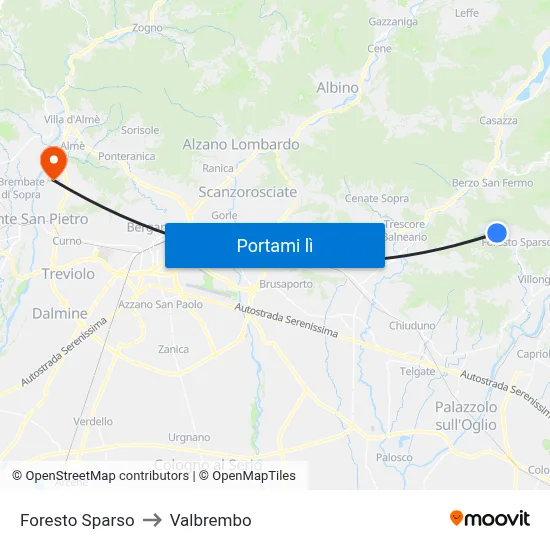 Foresto Sparso to Valbrembo map