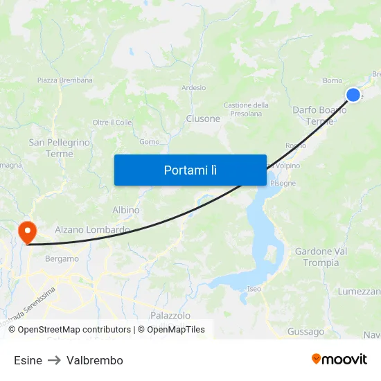 Esine to Valbrembo map