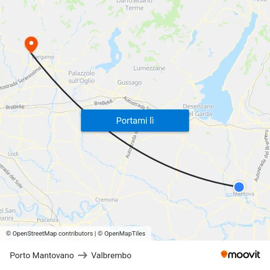 Porto Mantovano to Valbrembo map