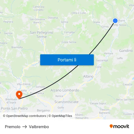 Premolo to Valbrembo map
