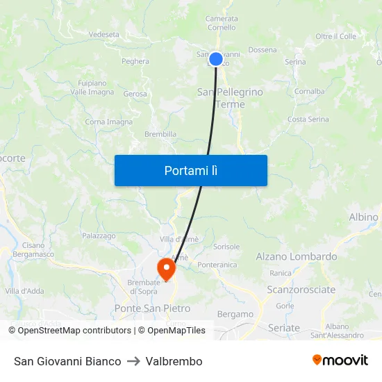 San Giovanni Bianco to Valbrembo map
