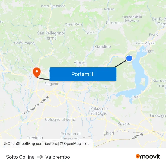 Solto Collina to Valbrembo map