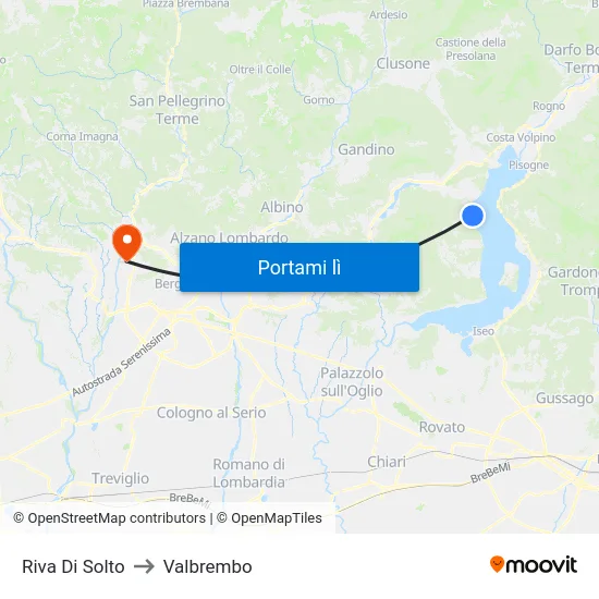 Riva Di Solto to Valbrembo map