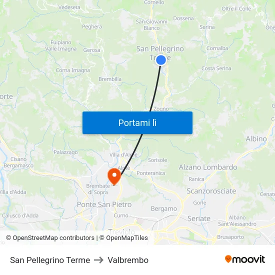 San Pellegrino Terme to Valbrembo map