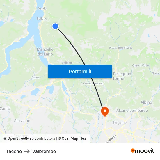 Taceno to Valbrembo map