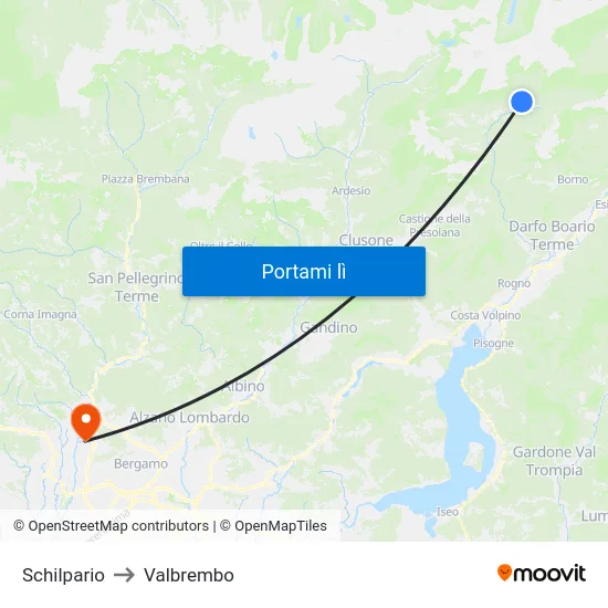 Schilpario to Valbrembo map