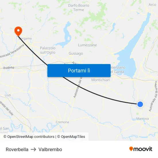 Roverbella to Valbrembo map