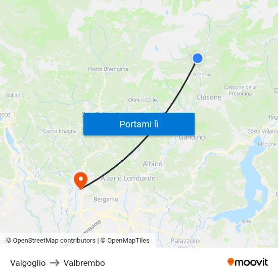 Valgoglio to Valbrembo map