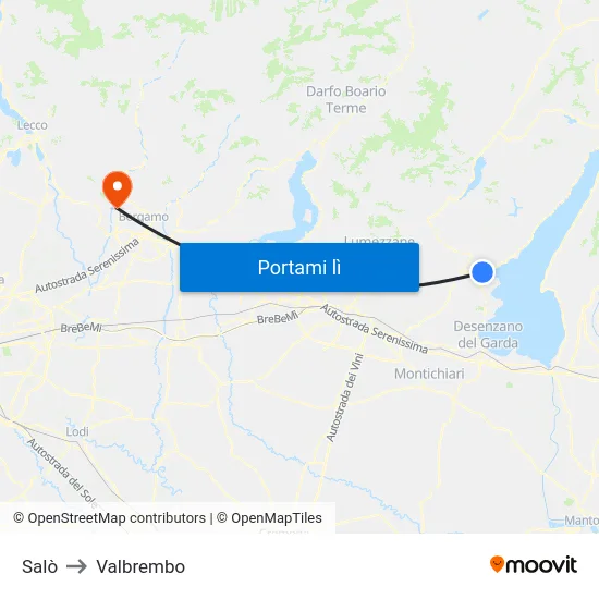 Salò to Valbrembo map