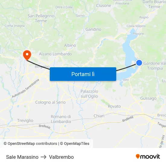 Sale Marasino to Valbrembo map