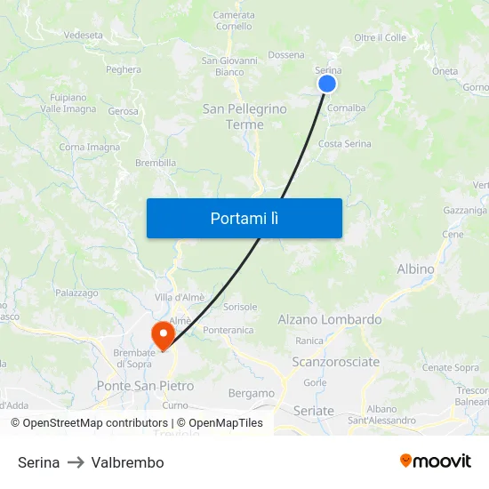 Serina to Valbrembo map