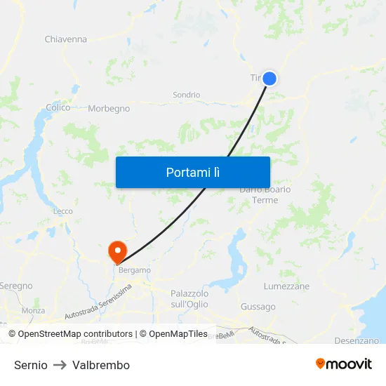 Sernio to Valbrembo map