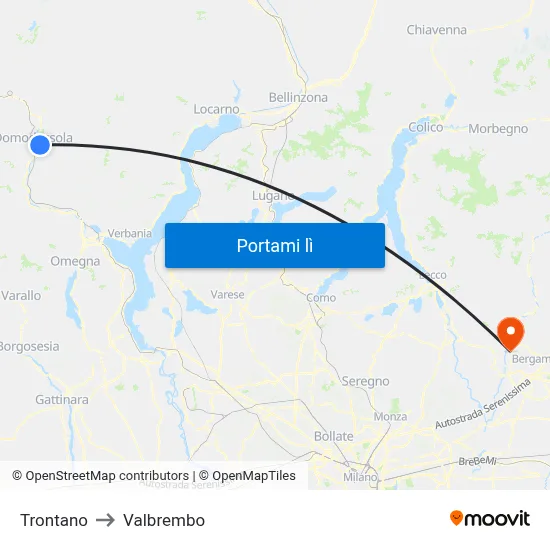 Trontano to Valbrembo map