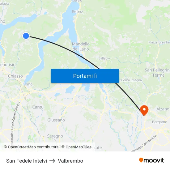 San Fedele Intelvi to Valbrembo map