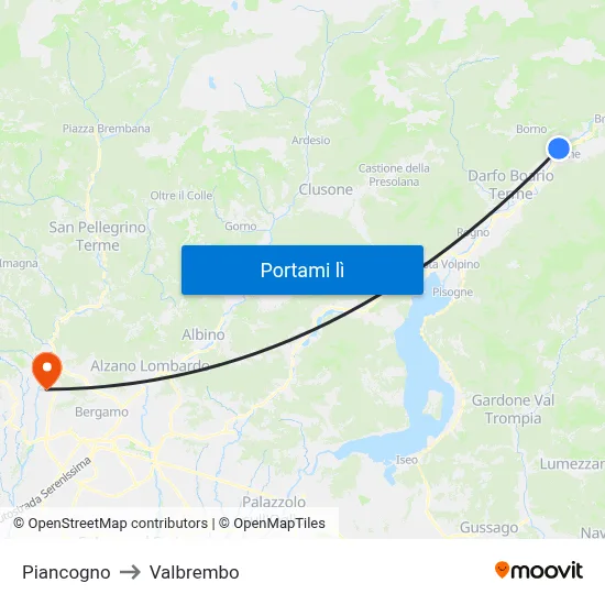 Piancogno to Valbrembo map