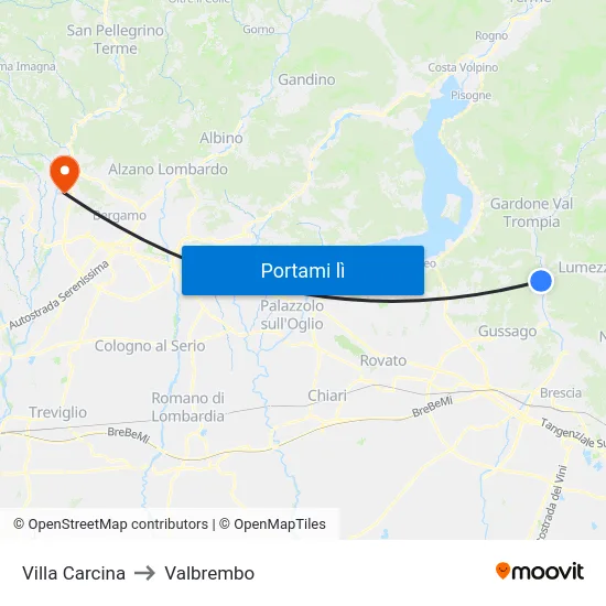 Villa Carcina to Valbrembo map