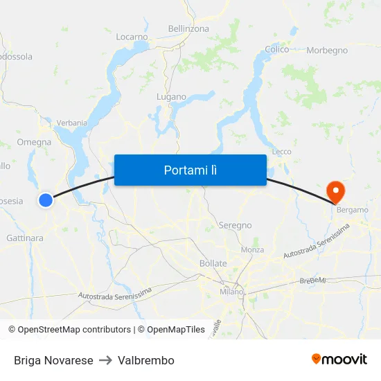 Briga Novarese to Valbrembo map