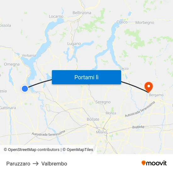 Paruzzaro to Valbrembo map