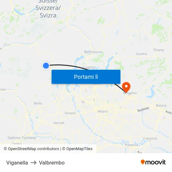Viganella to Valbrembo map