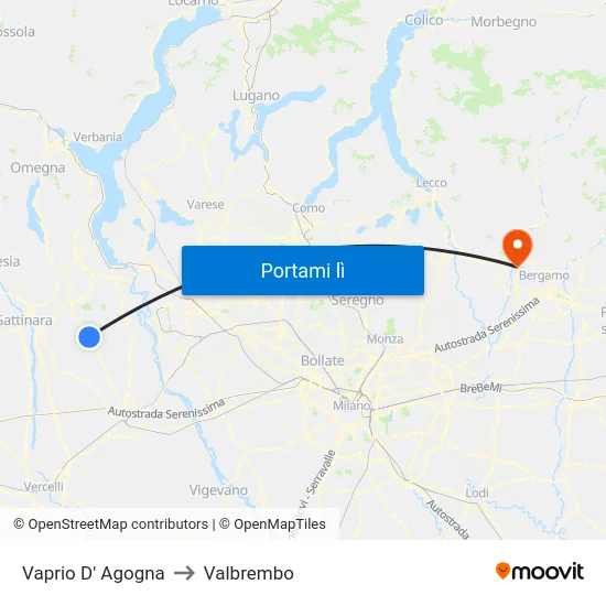 Vaprio D' Agogna to Valbrembo map
