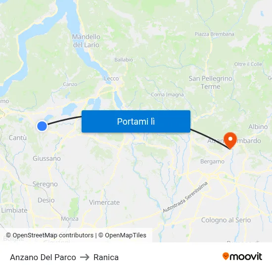Anzano Del Parco to Ranica map