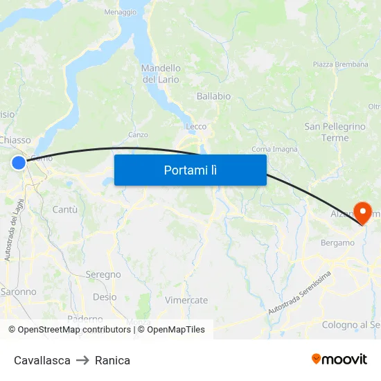 Cavallasca to Ranica map