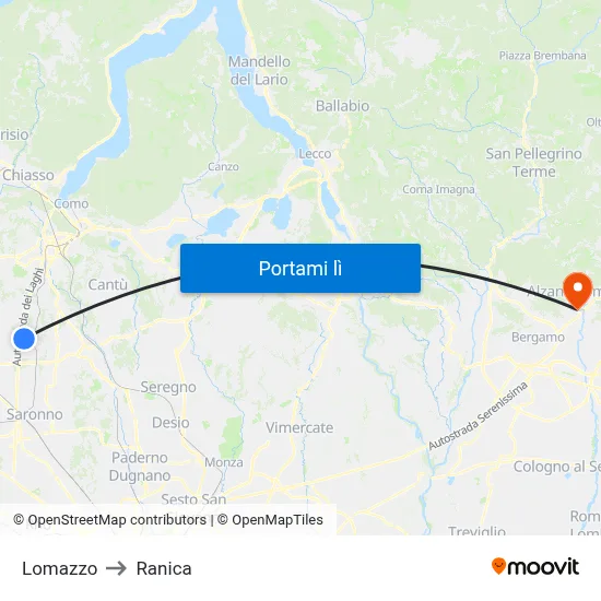 Lomazzo to Ranica map