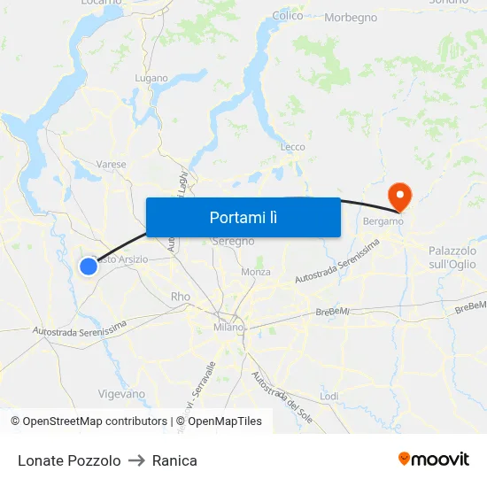 Lonate Pozzolo to Ranica map