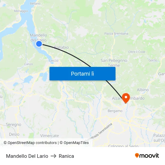 Mandello Del Lario to Ranica map