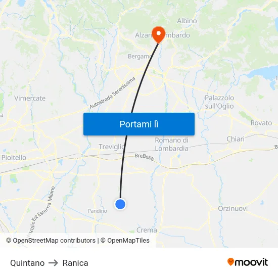 Quintano to Ranica map